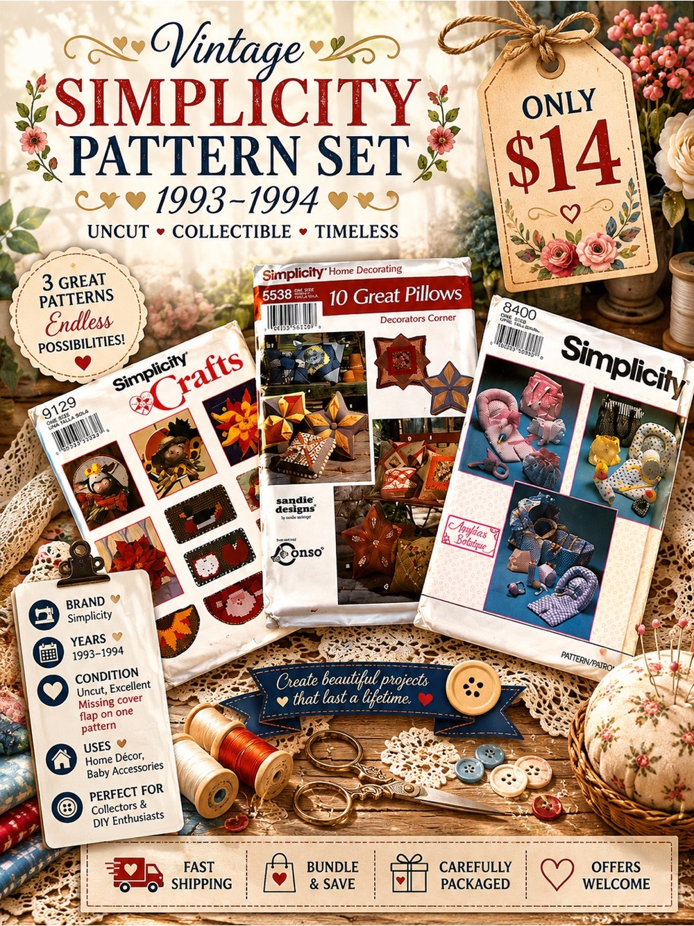 1993-1994 Simplicity Uncut Vintage Sewing Patterns